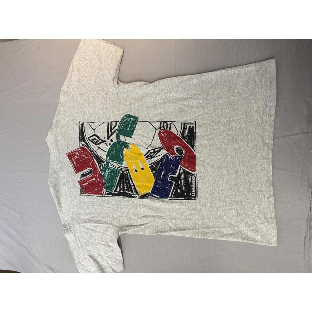 Umbro Soccer T-Shirt Soccer Ball Crayon Art 90s Tee - M